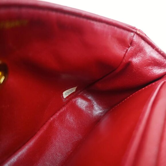 CHANEL CC Mini Matelasse Chain Shoulder Bag Leather Red GHW Vintage - Picture 2 of 16